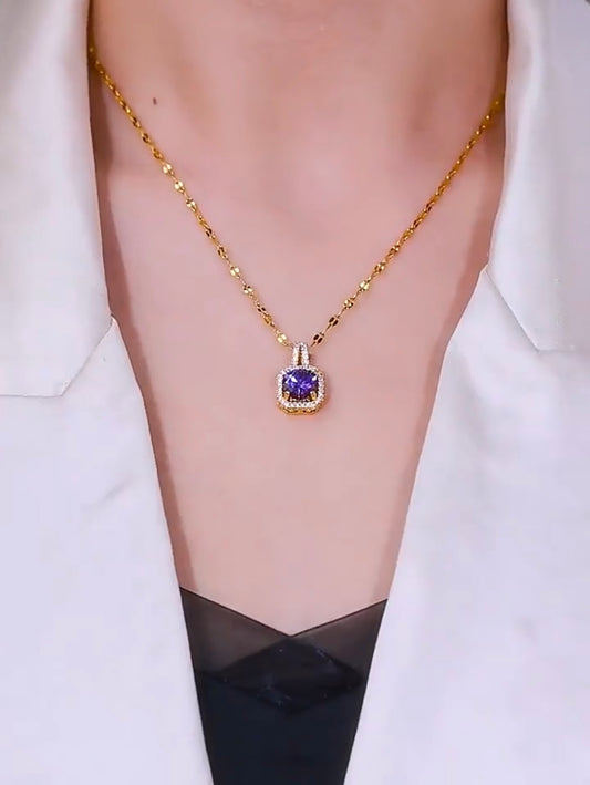 purple  pendent (24k gold plated)