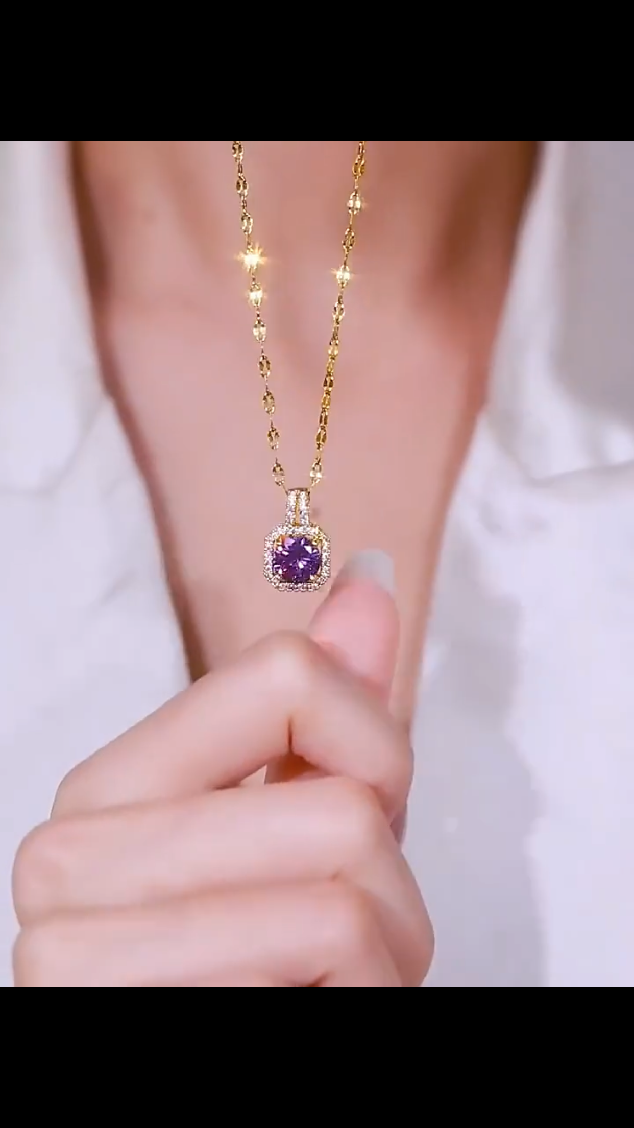 purple  pendent (24k gold plated)