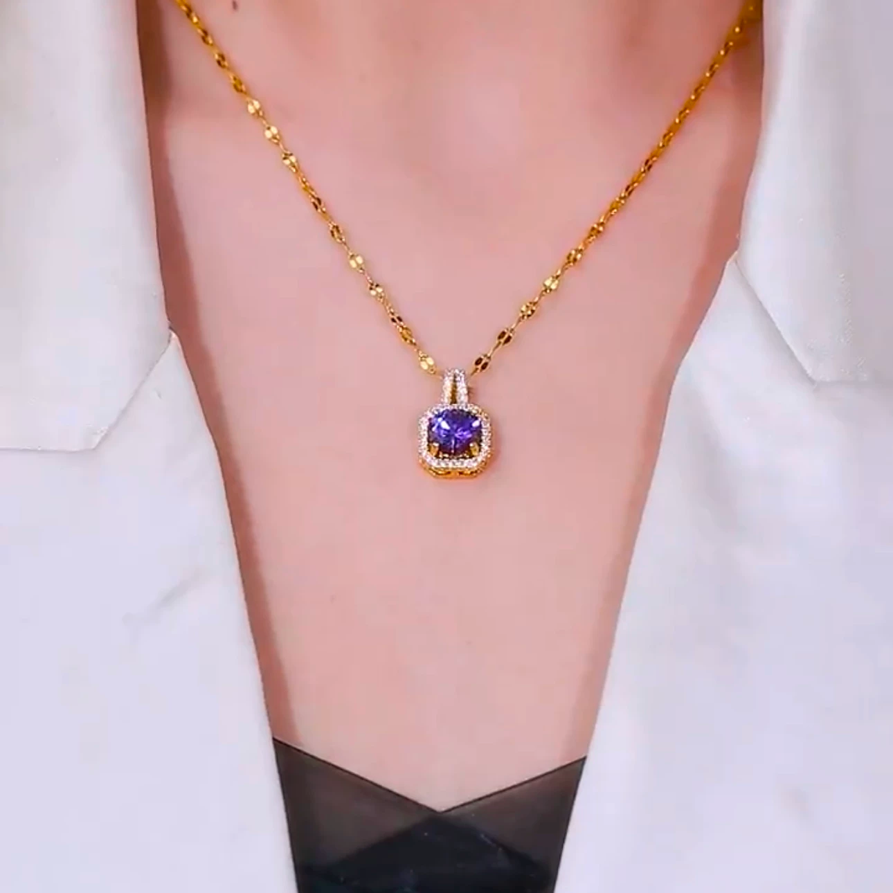 purple  pendent (24k gold plated)