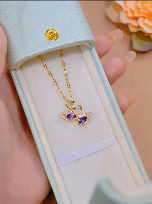 Purple sawan pendent(24k gold plated)