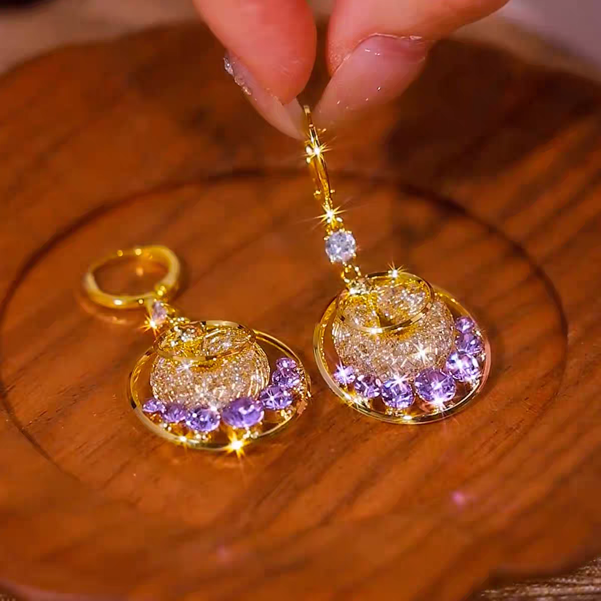 Crystal Long taseel Earring (24k gold plated)