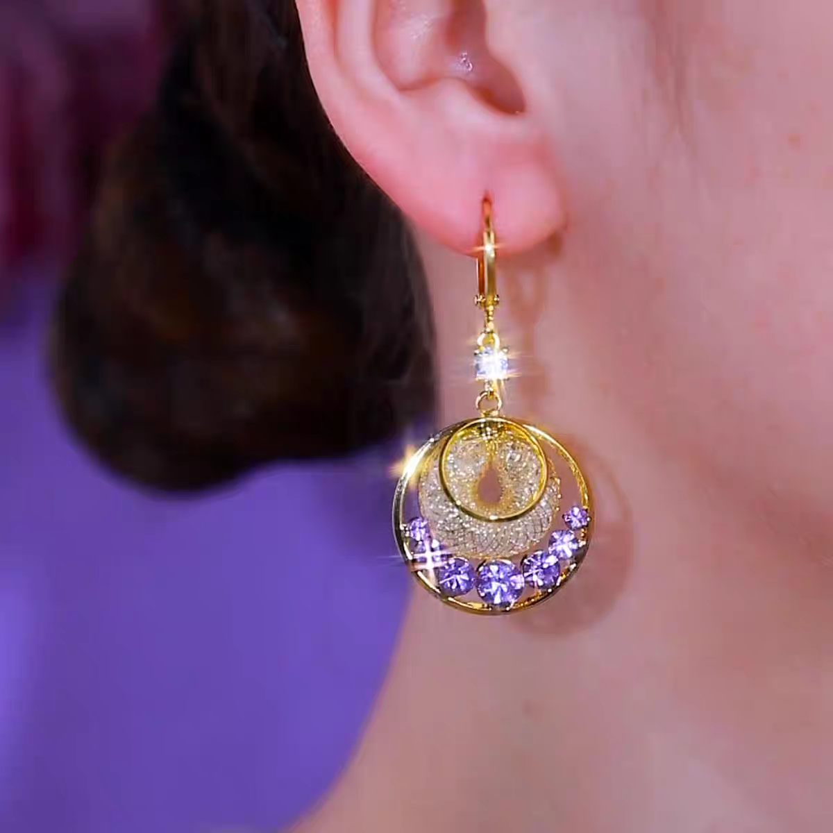 Crystal Long taseel Earring (24k gold plated)