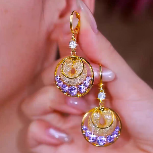 Crystal Long taseel Earring (24k gold plated)